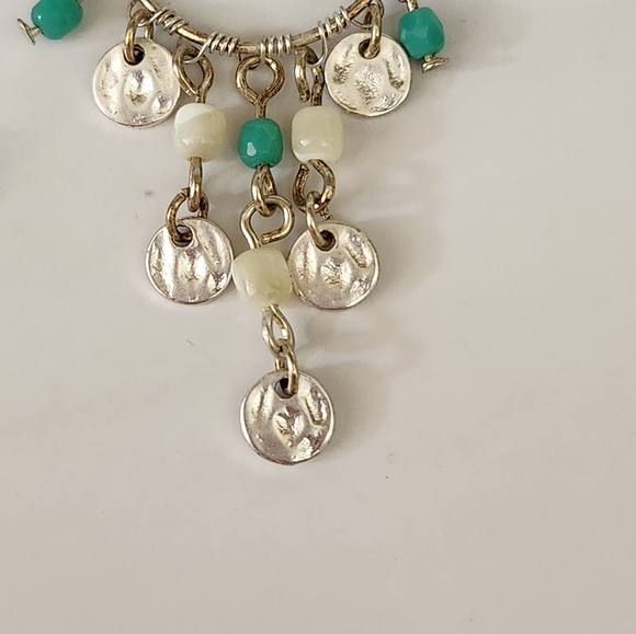 Silver Turquoise Hoop Disc Earrings - Picture 2 of 3